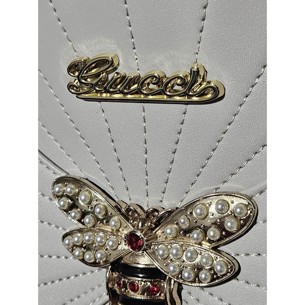 Gucci Handbag Tote Rhinestone- Encrusted Bee Emblem Detachable Shoulder Strap - Picture 8 of 10
